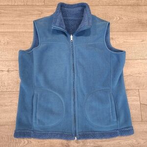 Great Northwest Indigo Women Reversible Vest Jacket Zip-Up Blue Sz Large Pockets